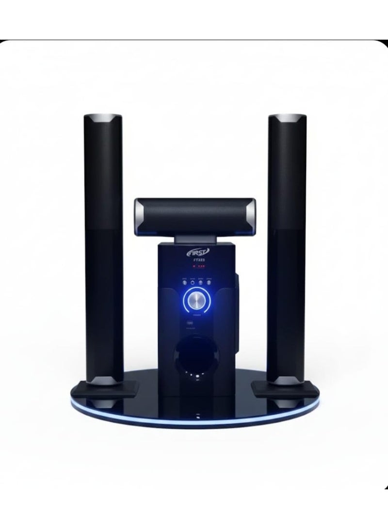 First FT333 Multimedia Speaker System  3.1 Channel, 80W RMS, Dual Tall Tower Design with Subwoofer, Bluetooth, USB, SD, FM Radio & Remote Control - Black/Silver - Image 1